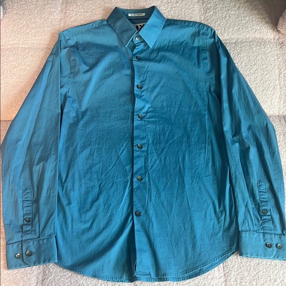 Men's Express 1MX Button Up Shirt - Blue - Medium